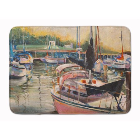Carolines Treasures Black Sails Sailboat Machine Washable Memory Foam Mat JMK1032RUG